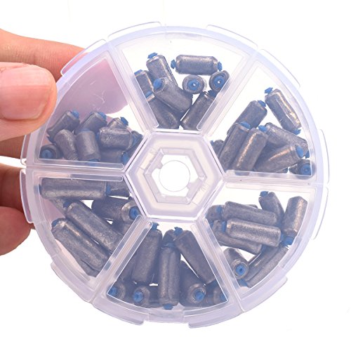 MSDADA 58pcs Fishing Sinker, Fishing Gear Removable Split Shot Fishing Sinker Weights Pro Pack 6 Sizes