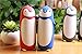 Penguin Glass Water Tumbler- Cute Water Bottle Double Walled Cup Flask Travel Mug for Kids, Students, 9.6oz, Black