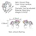 Whaline 4 Pack Unicorn Jewelry Set, Include Rainbow Rhinestone Crystal Necklace, Bracelet, Earring and Ring for Girls Gift Set