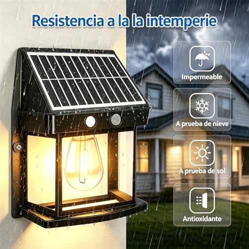 FASENZA Lámpara Solar Exterior: 400 Lúmenes, 3000K, Batería 1500mAh, Carga 6h / Iluminación 24h, IP65, Lámpara Decorativa para Jardín, Patio, Terraza, Valla, Pasillo, 2 Años de Garantía, 4 Piezas