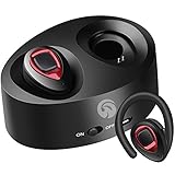 True Wireless Headphones,WOWOGO Bluetooth Headphones Sweatproof Sport Earbuds in-Ear Noise Cancelling Earphone with Built-in Mic and Charging Station for iPhone iPad Samsung (K5-red)
