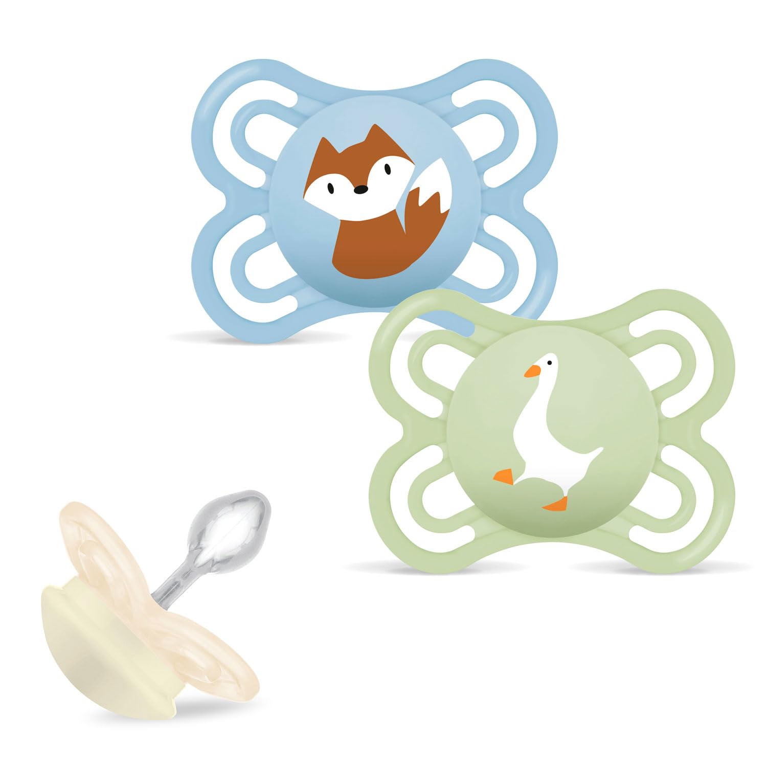 MAM Perfect Silicone Dummies 0-6 Months Pack of 2, Dento-flex incl. travel box