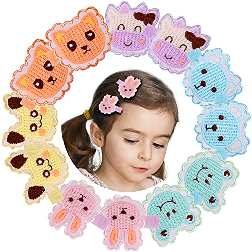 Jaqakid 12 Pack Embroidery Cute Animal Fully Lined Alligator Hair Clips