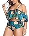 Wavely Women Swimwear Two Piece Ruffled Green 1 18 Plus
