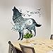 iwallsticker 3D Wolf Moon Wall Decal Sticker Art Decor Decal Home Living Room Bedroom Office Corp Mural
