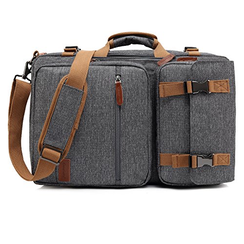 CoolBELL Convertible Briefcase Backpack Messenger Bag Shoulder bag Laptop Case Business Briefcase Travel Rucksack Multi-functional Handbag Fits 17.3 Inch Laptop For Men / Women (Grey)