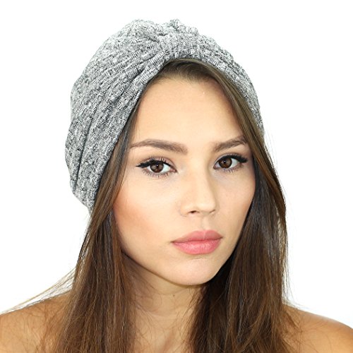 Rib knit sweater turban hat (grey)