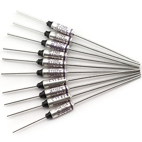 TOTOT 10pcs SF152E-157 Degree Metal Thermal Cutoffs Thermal Fuse 10A 250V for Motor Transformer Electric Industrial Home Appliance