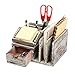MyGift Rustic Torched Wood Desktop Organizer with Drawer, Mail Sorter, Sticky Note Pad Holder, Wooden Desk Storage Caddy for Office/Home