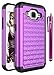 Galaxy Core Prime Case, Style4U Studded Rhinestone Crystal Bling Hybrid Armor Case Cover for Samsung Galaxy Core Prime G360 with 1 Style4U Stylus [Purple/Black]