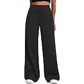 HeSaYep Women's Wide Leg Sweatpants Double Waisted Baggy Sweat Pants with Pockets
