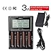18650 Battery Charger,Miboxer 4 bay LCD Display Speedy 3A Universal Smart Charger for Rechargeable Batteries NiMH IMR ICR NiCd AA AAA Liion LiFePO4 10440 14500 16340 18650 RCR123 26650 21700 Charger