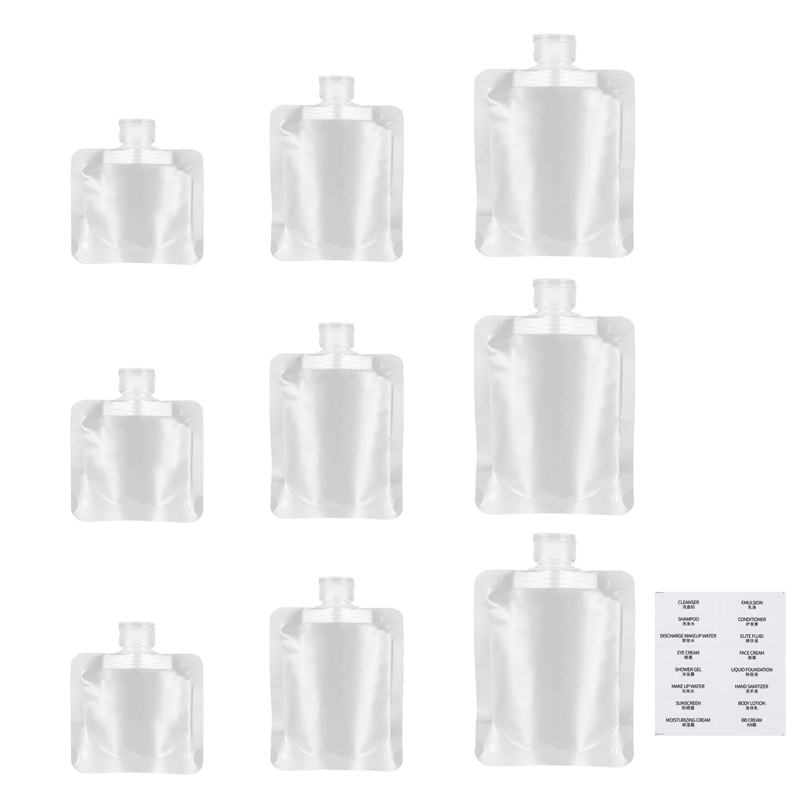 CLDESTINY 10 Pcs Liquid Bags for Travel,Contains 100ml Toiletry Bag,50ml Clear Airport Fluid Bag,30ml Cosmetic Travel Bag,Portable Bag Can Replace Bottle,for Air Travel,Holiday Travel, White