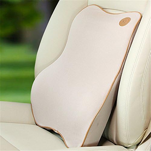 Lumbar Support Pillow, Memory Foam Auto Car Seat Cushion Lumber Pillow Back Waist Support for Office,Plane and Chair Ivory By BODFY