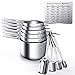 Measuring Cups and Spoons Set, Ejoyous 13 Pieces 18/8 Stainless Steel Kitchen Tool with 2 D Rings and Magnetic Measurement Conversion Chart for Baking Cooking