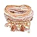 RareLove Bohemian Beaded Bracelet Stretch Wrap Bangle with Charms Stars Tassels Dangle Layered