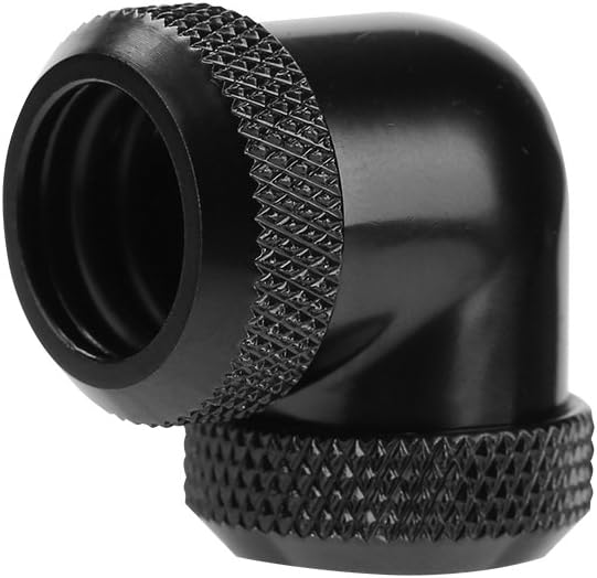 Richer-R 90 Degree Elbow Tube,14mm OD G1/4 DIY Twist 90 Degree Elbow Dual Hard Pipe Tube Connector Water Liquid Cooling(Black)
