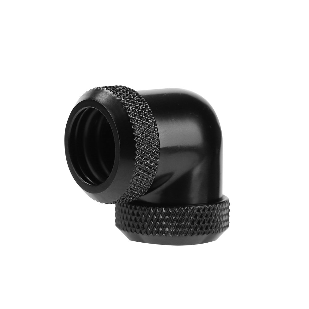 Richer-R 90 Degree Elbow Tube,14mm OD G1/4 DIY Twist 90 Degree Elbow Dual Hard Pipe Tube Connector Water Liquid Cooling(Black)