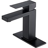 WINKEAR Black Bathroom Faucet, Stainless Steel Vanity Bathroom Sink Faucet with Pop Up Drain Stopper and Water Hoses, Easy to Install Bathroom Faucet 1 Hole for Bathroom Sink, Vanity, RV, Farmhouse