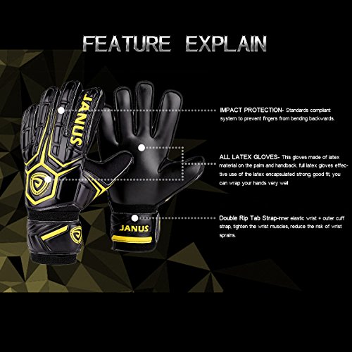 image for Coodoo Adult & Youth Soccer Goalkeeper Gloves with Pro Finger Save, 3.