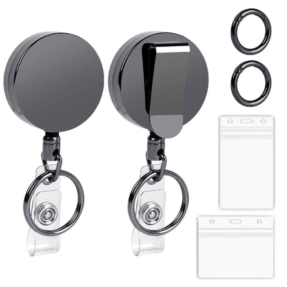 Vicloon Retractable Lanyard, 2pcs Id Badge Holder with Card Holder Retractable Badge Holder Key Chain and Key Belt Reel