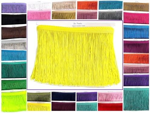 Beautiful 2 Yards of 12" Long Chainette Fringe Tassel Thread Yarn Trim Fringe Sewing, Dance Costumes, Drapery, Lamp Shades-Lemon Yellow at Amazon