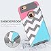 iPhone 5 Case,iPhone 5S Case,LUOLNH [2in1] Heavy Duty Hybrid Hard Case for Apple Iphone 5/5s ,Blue Mint Teal and Coral Pink Split Chevron Design Cover (Gray)