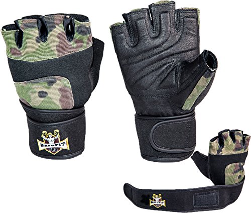 Weightlifting camo leather gloves (l)