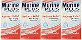 Murine Plus For Dry Eyes, Redness Relief Fast Acting Formula for Normal Clear Vision, 0.5 fl oz (15 ml)  (Pack of 4)