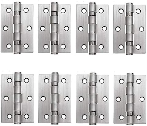 XFORT 3 Inch (75mm) Satin Chrome Ball Bearing Hinges, Steel Door Hinge for Wooden Doors (4 works)