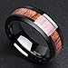 King Will NATURE 8mm Black Tungsten Carbide Ring Wood Inlay Wedding Band High Polished Finish Comfort Fit