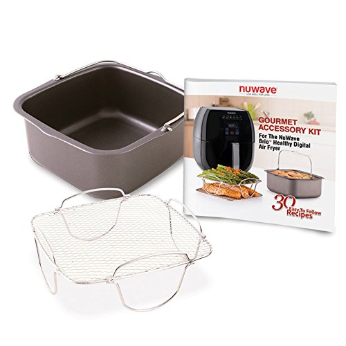 NuWave 6 qt Brio Air Fryer Accessory Kit, Rever. Rack, Baking pan, 30