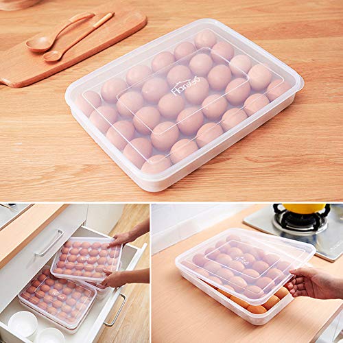 HANSGO Egg Holder for Refrigerator, Deviled Egg Tray Carrier with Lid Fridge Egg Dispenser Egg Storage Stackable Plastic Egg Containers, 30 Egg Box