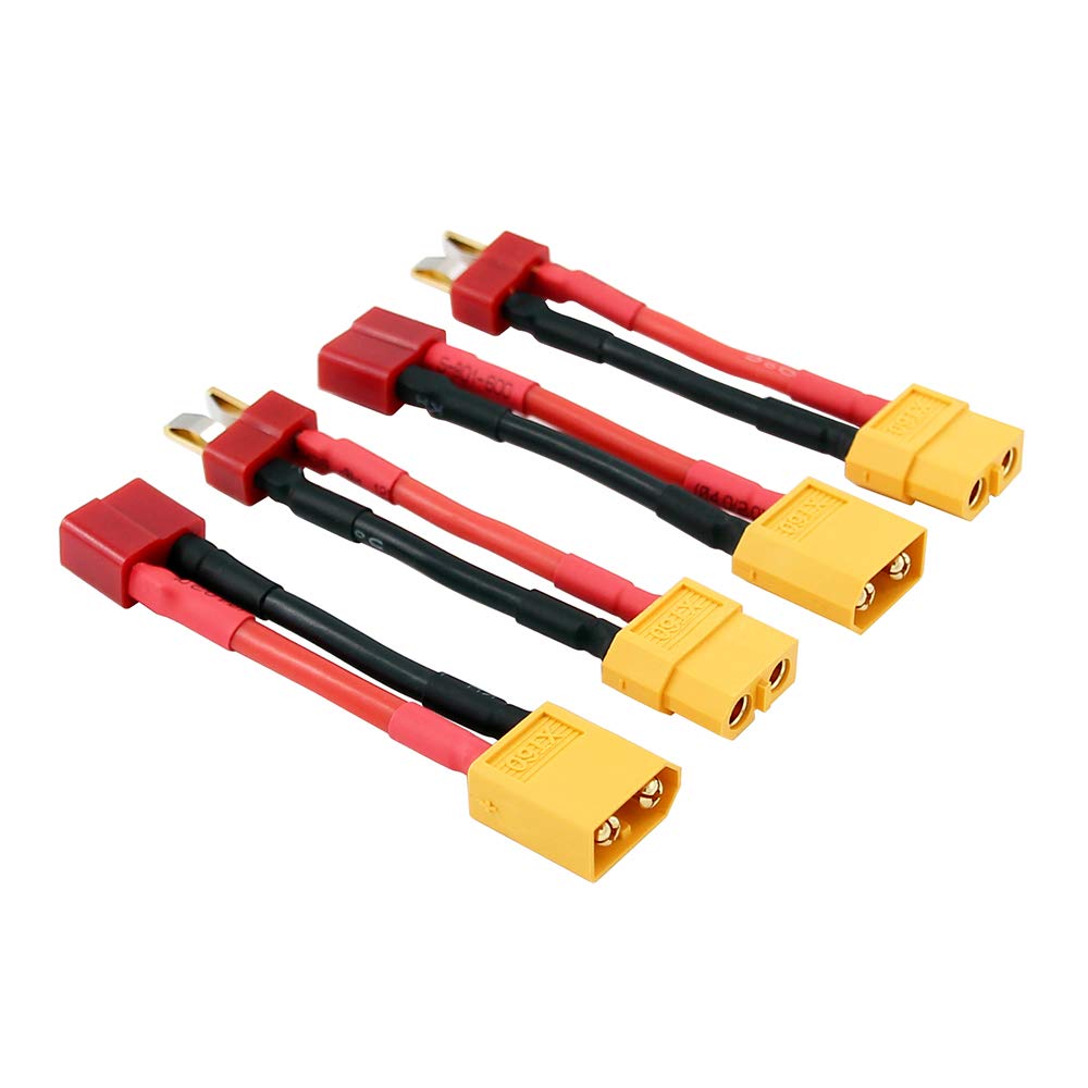 OliRC 4pcs T-Plug Deans Style to XT60 XT-60 Male Female Connector Adapter with 14awg 5cm Wire(C18-4)