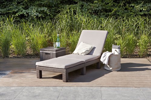 Koll-Living Gartenliege/Sonnenliege Sunlocker in braun, inkl. passender Auflage, aus Kunststoff in Rattanoptik, witterungsbeständig und langlebig, 4-Fach verstellbare Rückenlehne