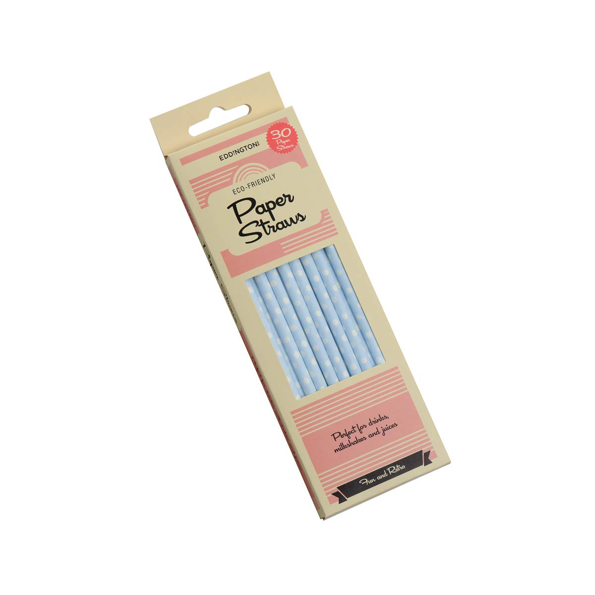 Paper Straws Blue & White Polka Dot 30 Pack