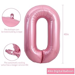 TONIFUL 40 Inch Light Pink Large Numbers Balloons