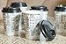 Coffee Paper Cups & Lids Set: 12 Ounce Disposable Mugs: Heavy Duty Decorative Printed Hot Drink Travel Cup & Kitchen Office Supplies: Insulated Double Walled Throw Away with Black Lids: Bulk 50 Count