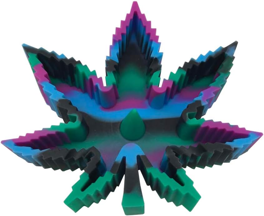 JWSJ FADA Silicone Maple Leaf Ashtray Unbreakable Decorative Tray Colorful Holder for Cigarette/Cigar/cigarillos/Blunts - Silicone Ash Tray Home Décor (Blue-Green-Black-Purple)