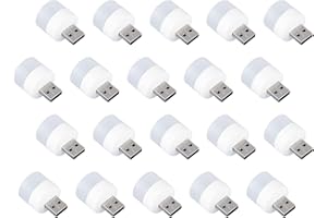 20X Mini USB LED Night Light Lamp, Portable Lighting Bulb for Auto Car, Bedroom, Nursery, Bathroom (10X White & 10X Warm)