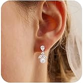 Pearl Earrings for Women Trendy - Dainty 14K Gold Plated/Silver Pearl Drop Dangle Earrings Hypoallergenic Pearls Huggie Hoop Earring Simple Wedding Earring for Brides Formal Jewelry Gifts