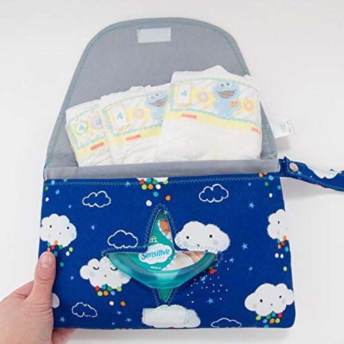 Blue Rain Clouds Diaper and Wipe Clutch