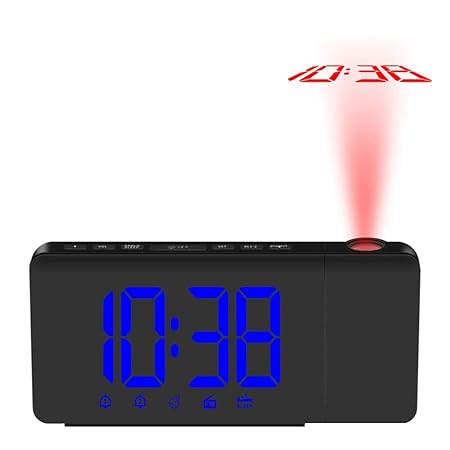 Fesjoy Reloj de Alarma de Proyección LED Radio Despertador ...