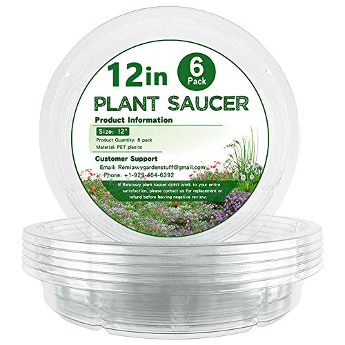 Remiawy Clear Plant Saucers 6 Pack Flower Pot Drip Trays for Indoor & Outdoor Plants Garden Saucers Plant Pot Saucer Trays, 12 Inch