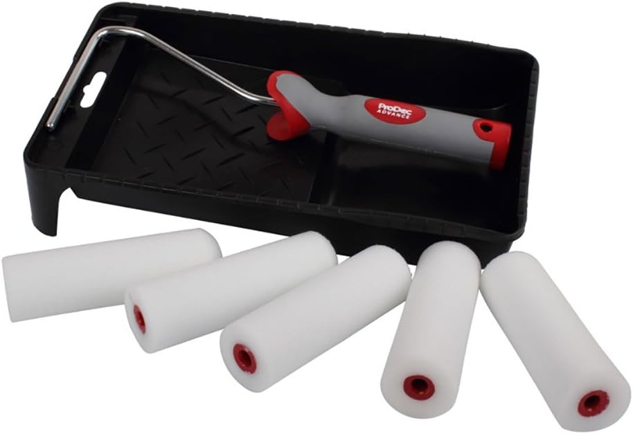 ProDec B00T2YF564 4 Inch Mini Roller Kit 5 Foam Refills Paint Tray Painters Gloss Set Amazon.co
