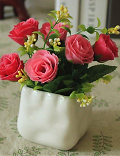 Art Artificial Simulation Flowers For Halloween Christmas Party And Home Decoration Pink Rose Artifical Flowers with Vase