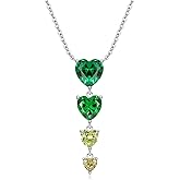 GW Heart Necklace 925 Sterling Silver 18K Gold Plated Heart Shaped Cubic Zirconia Pendant Jewelry for Women