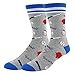 Mens Novelty Baseball Cotton Funny Crew Socks Crazy Cool Sports Socks in Grey