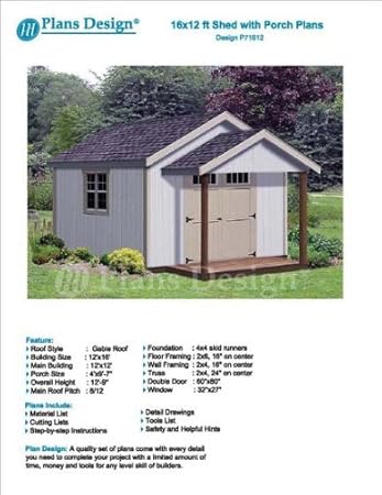 16 X 12 Potting Patio Poolhouse Covered Garden Shed Plans