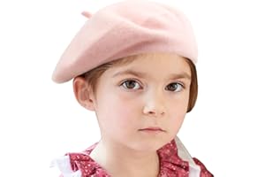 Wheebo Berets for Kids Wool French Beret Hats Artist Painter Hats for Little Girls Boys Solid Color Style